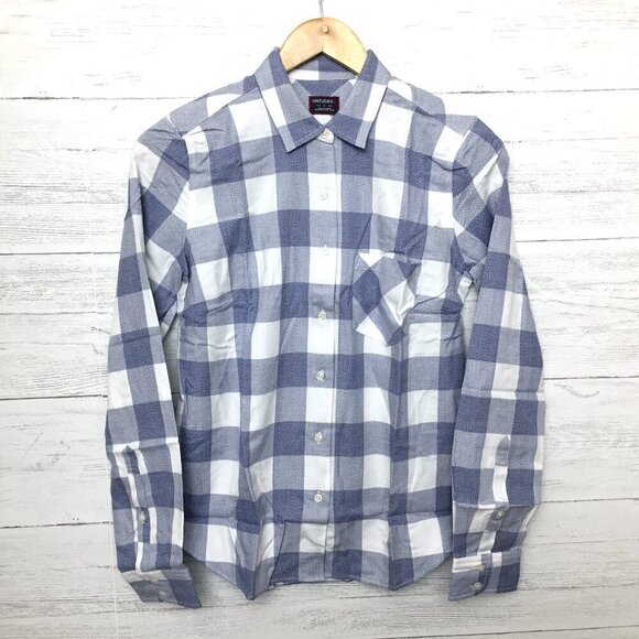 New UNTUCKit Women's Blue Plaid Shirt Volnay Button Up Long Sleeves size 2 - Picture 1 of 7